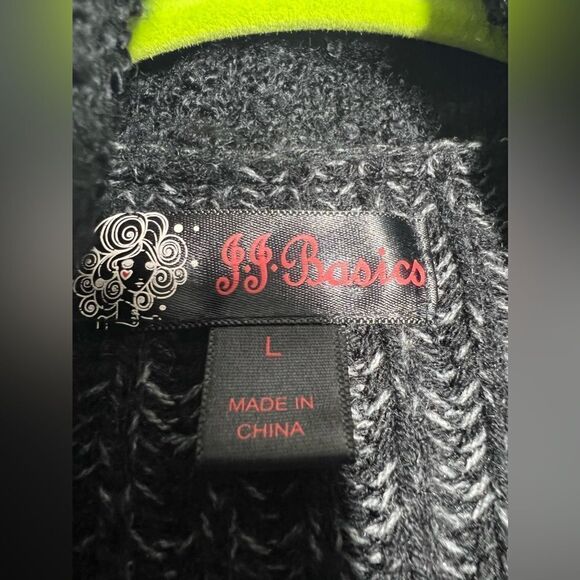 JJ Basics Women Size L Black Lagenlook Cardigan Sweater Long Sleeve Open Front - Picture 4 of 13